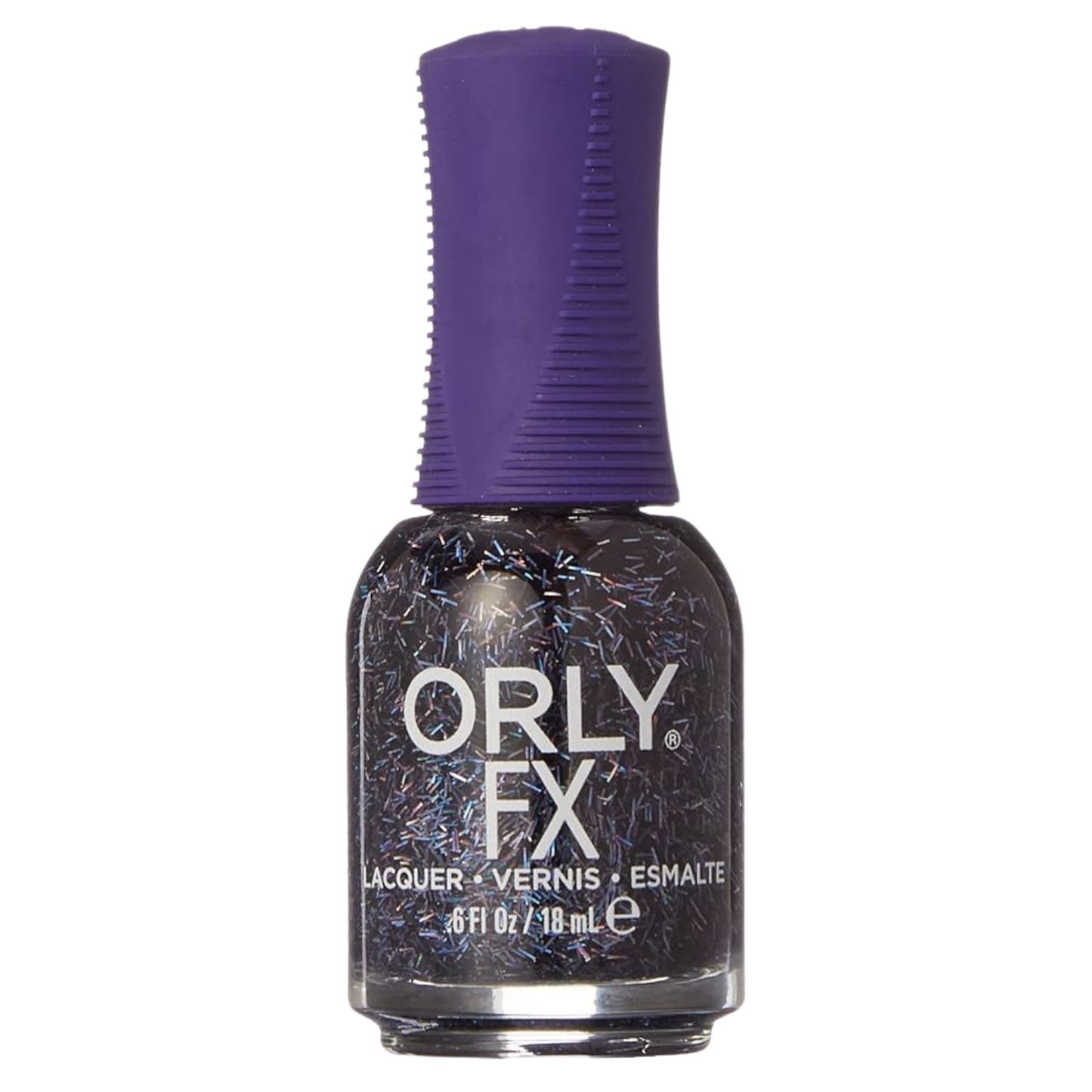 Orly FX nail polish bottle with purple cap on a white background