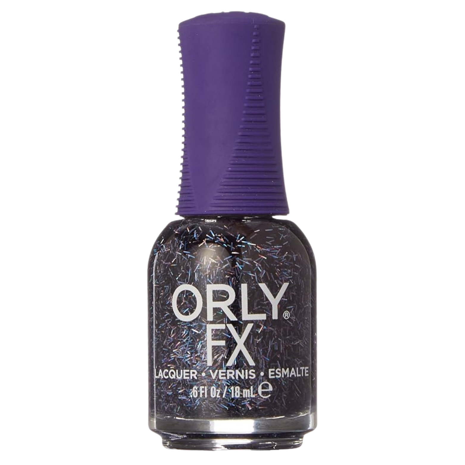 Orly FX nail polish bottle with purple cap on a white background