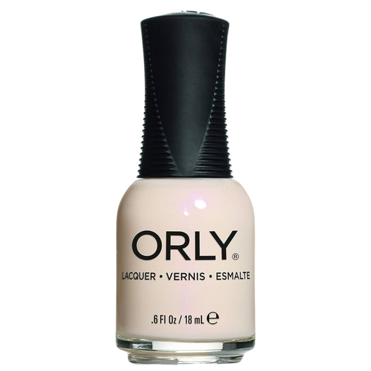 light beige nail polish with black cap on a white background