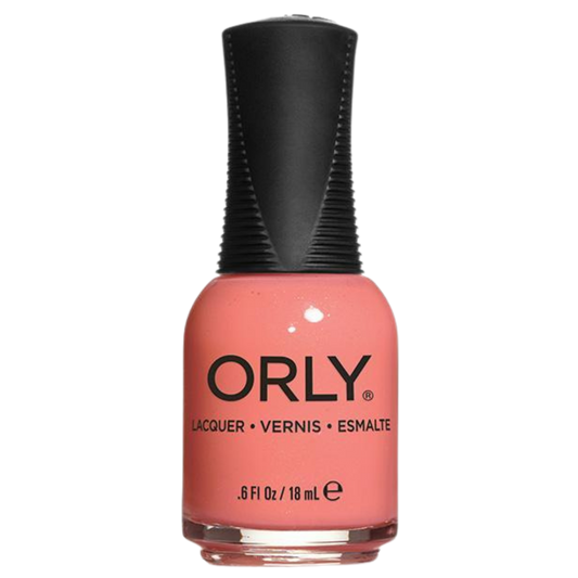 Orly nail polish bottle with a coral color on a white background