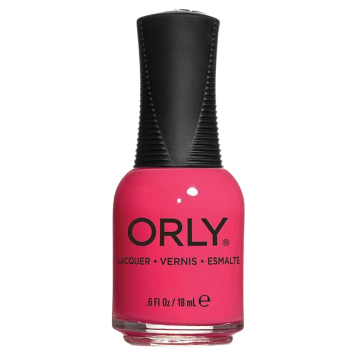 Orly nail polish bottle with pink color on a white background