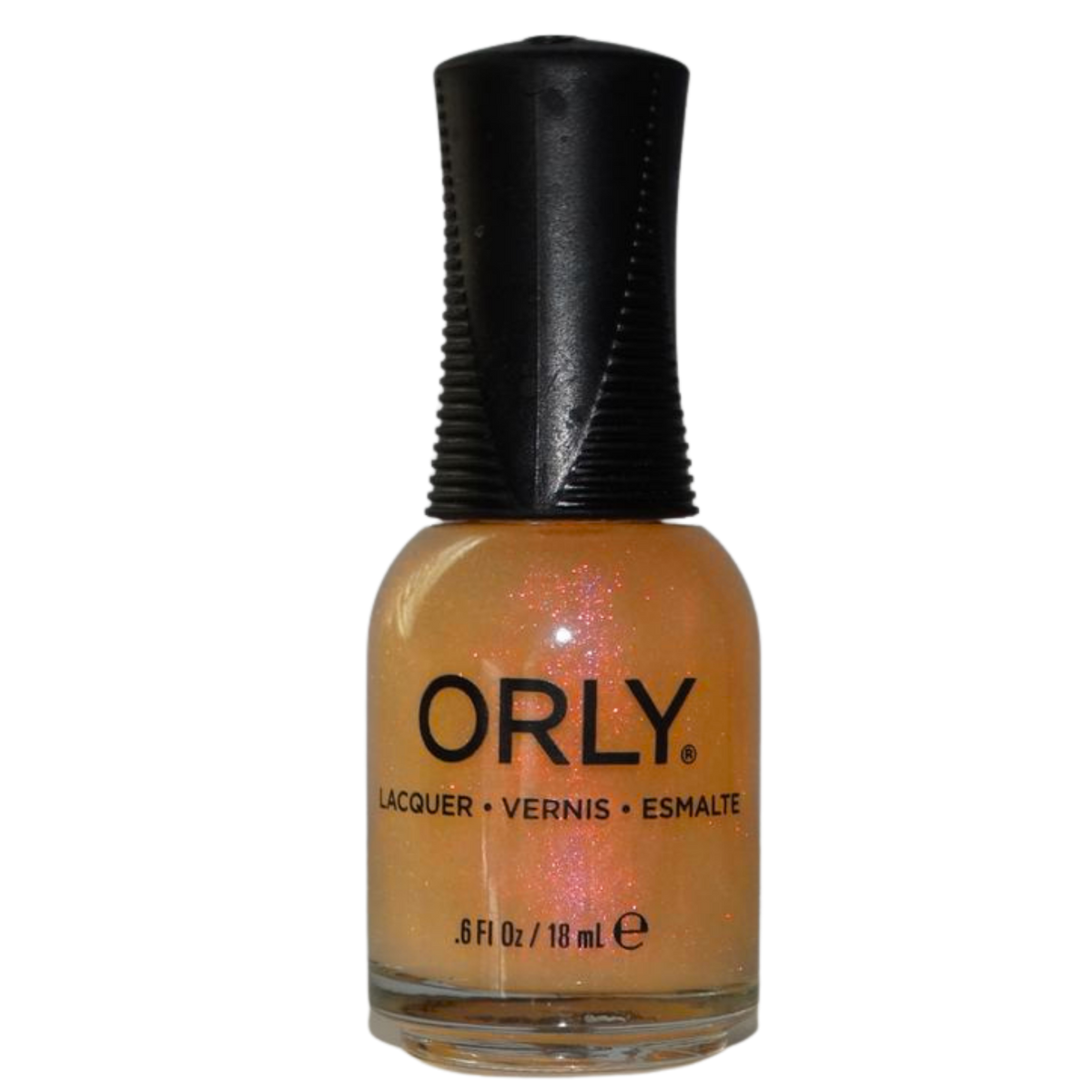 Orly nail polish bottle with black cap on a white background