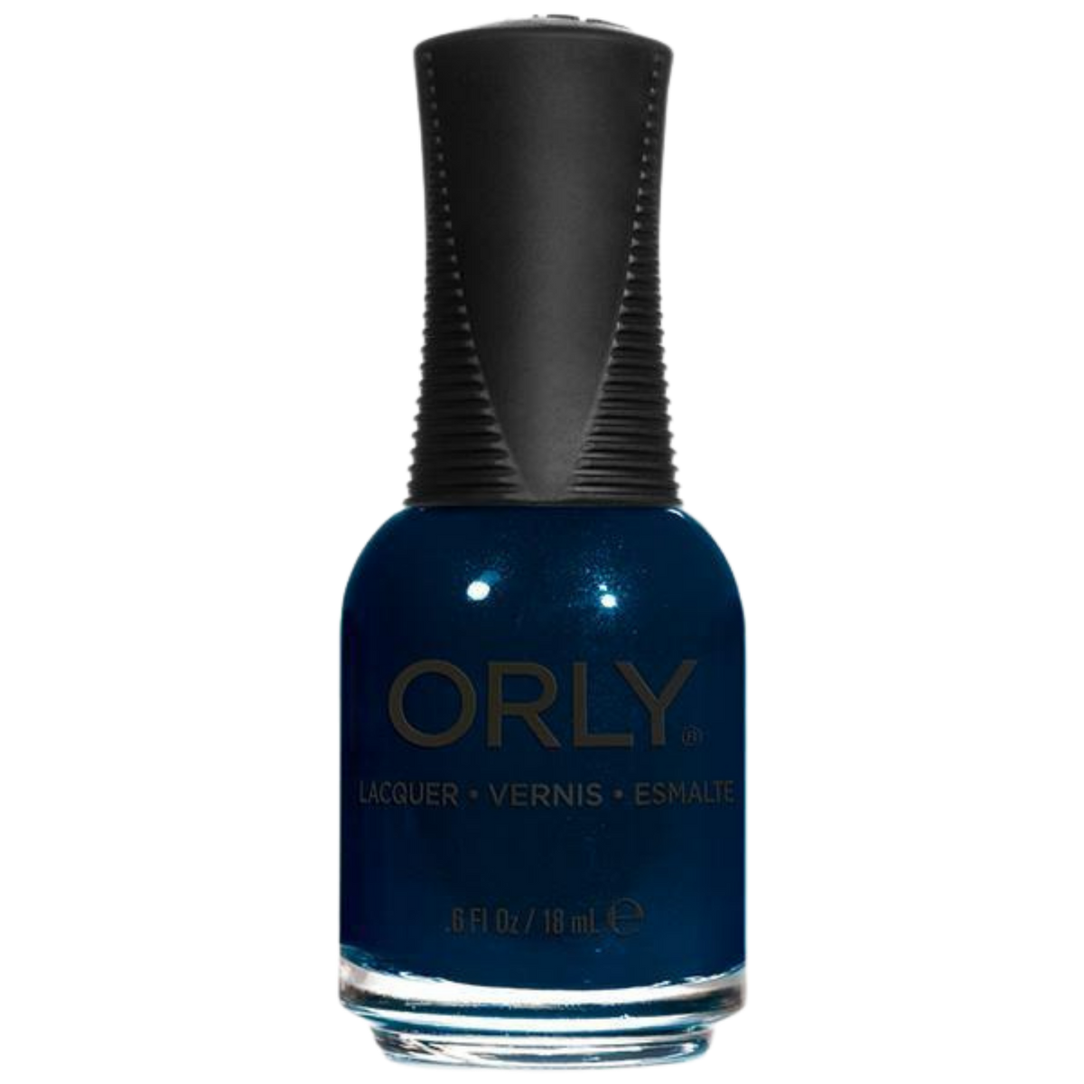 Orly nail polish bottle with black cap on a white background