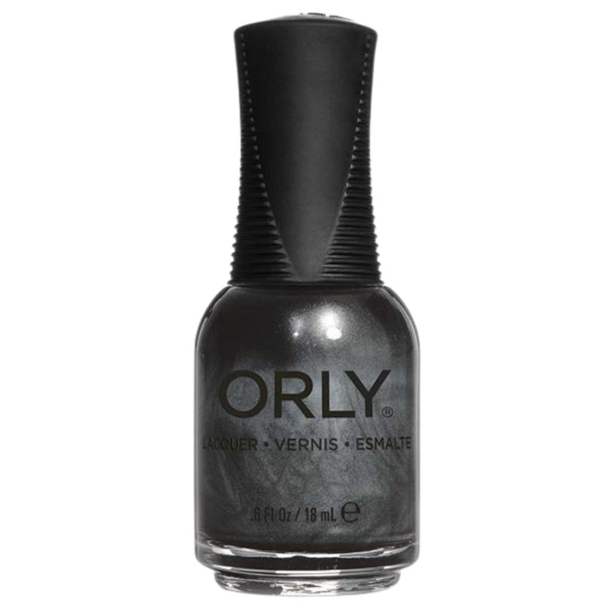 Orly nail polish bottle with black cap on a white background