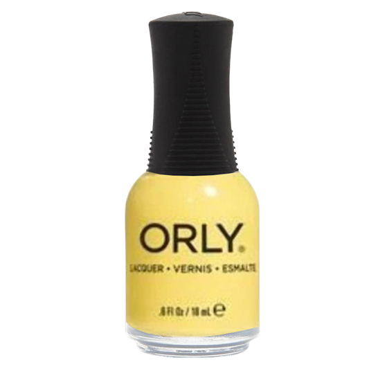Orly nail polish bottle with yellow color on a white background