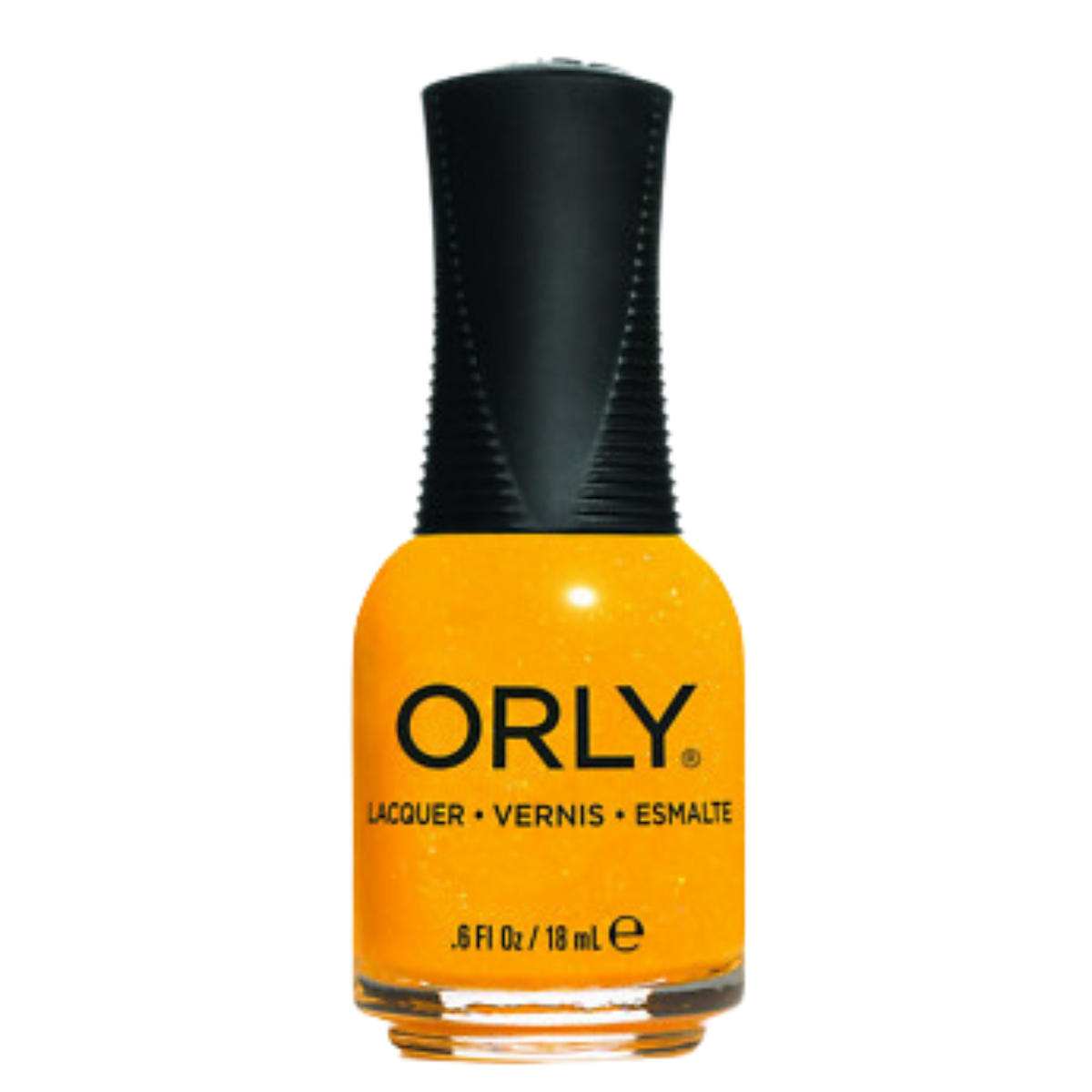 Orly nail polish bottle with black cap on a white background
