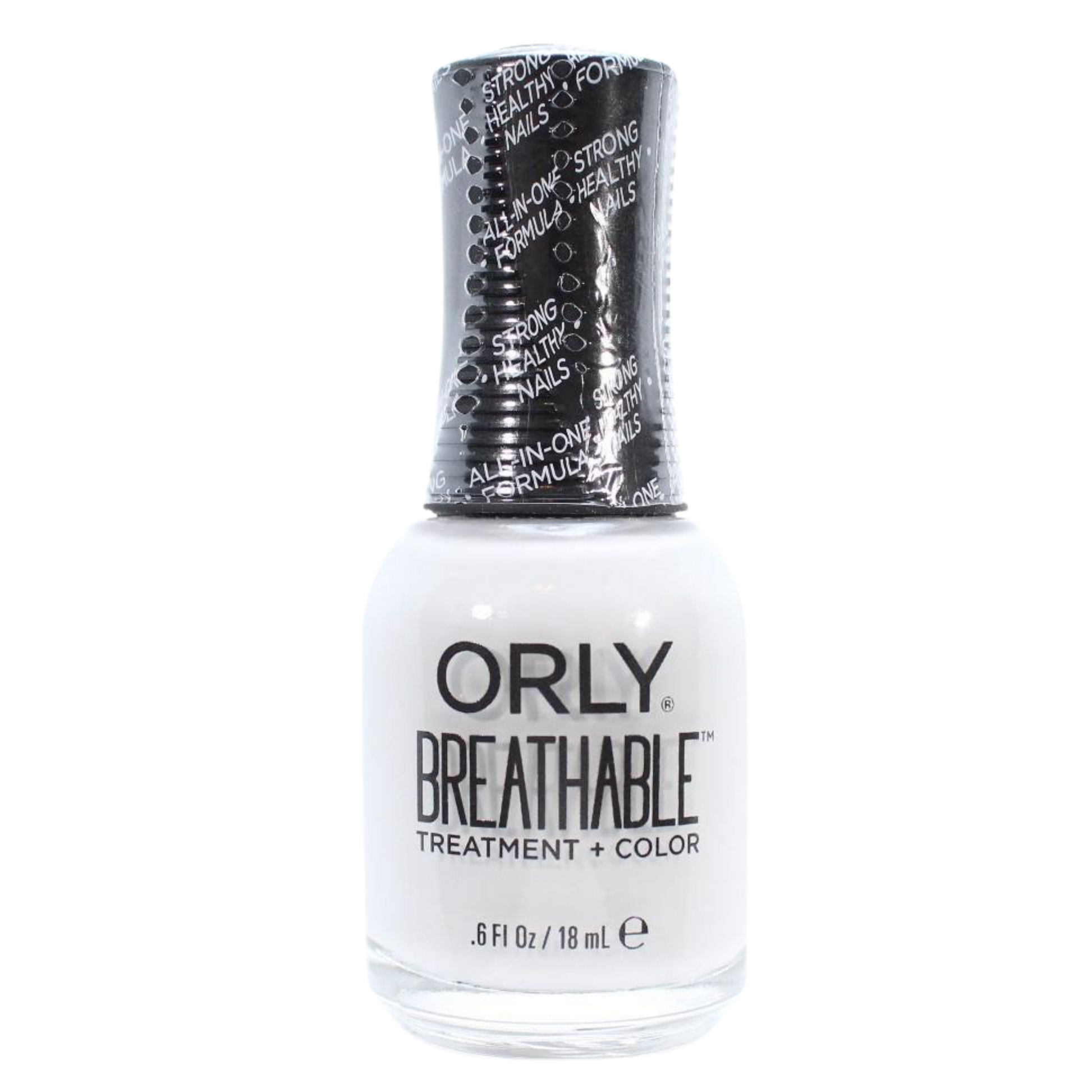light gray nail polish with black cap over white background
