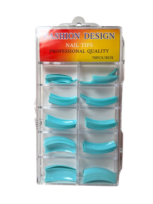 Fashion Design Nail Tips 70pc - Aqua Blue Color