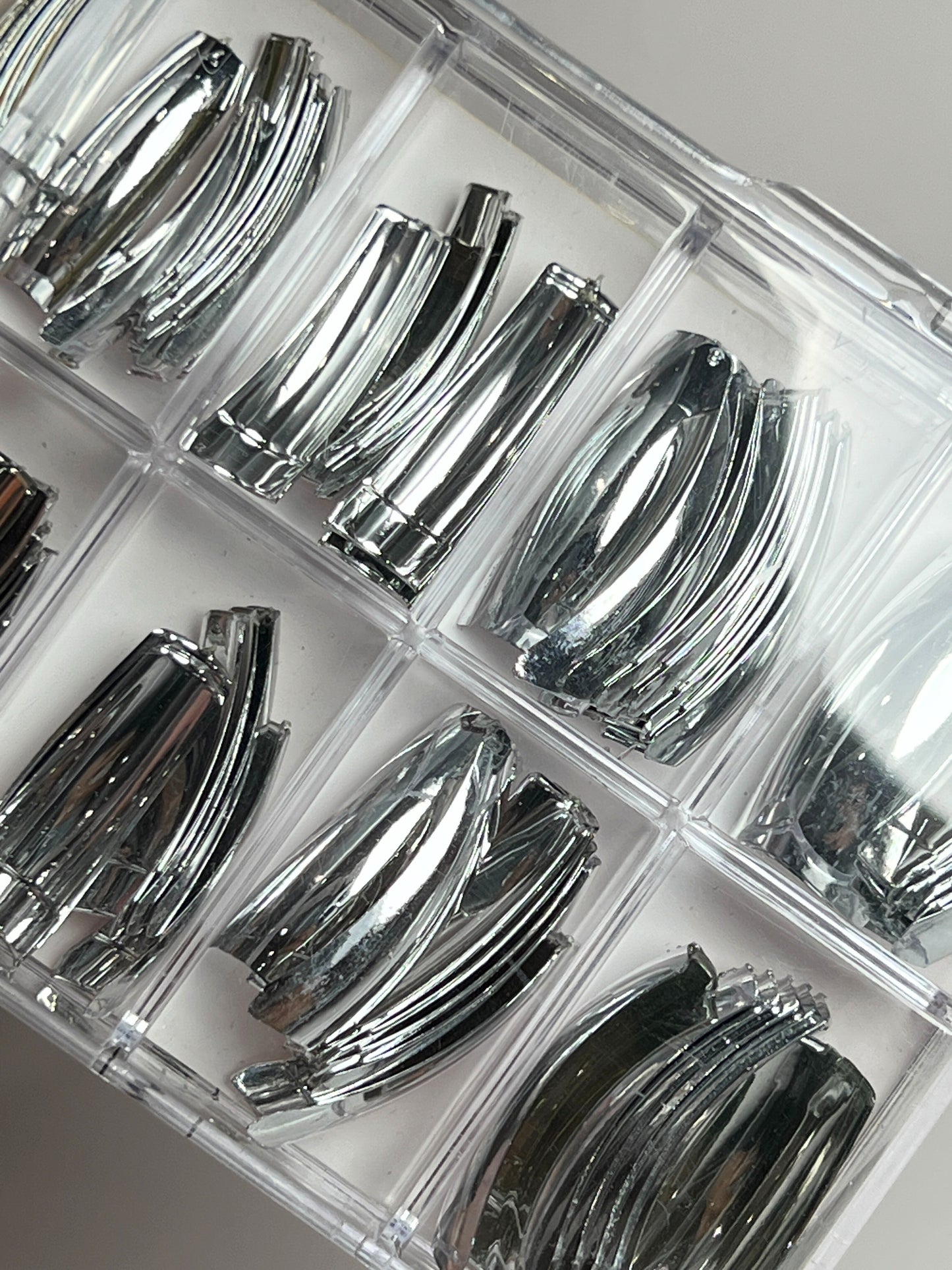 Fashion Design Nail Tips 70pc - Silver Chrome