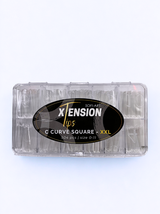 SOFI-ART Xtension Tips 504 pcs - Clear C Curve Square XXL