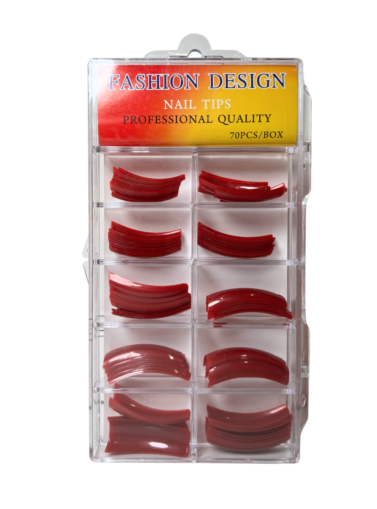 Fashion Design Nail Tips 70pc - Burgundy Red Color