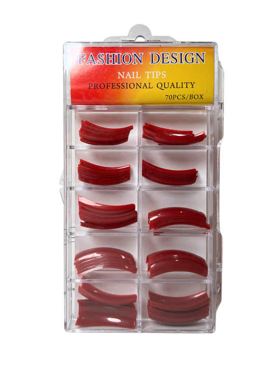 Fashion Design Nail Tips 70pc - Burgundy Red Color