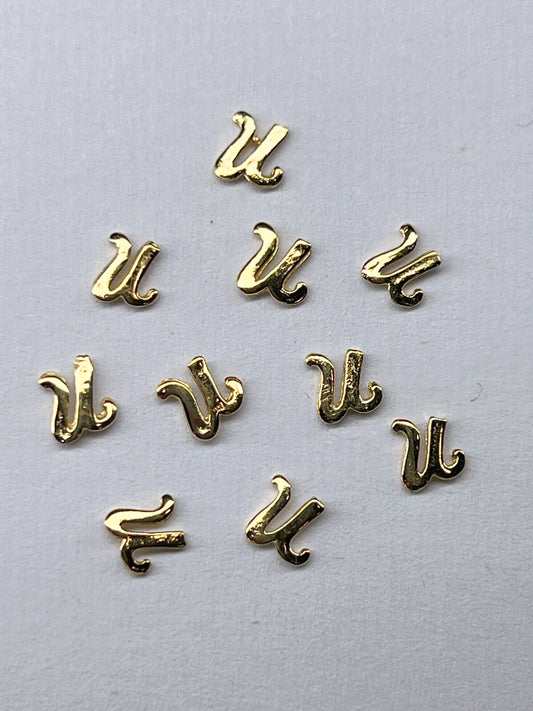 90's Gold Alphabet Charms - Letter U