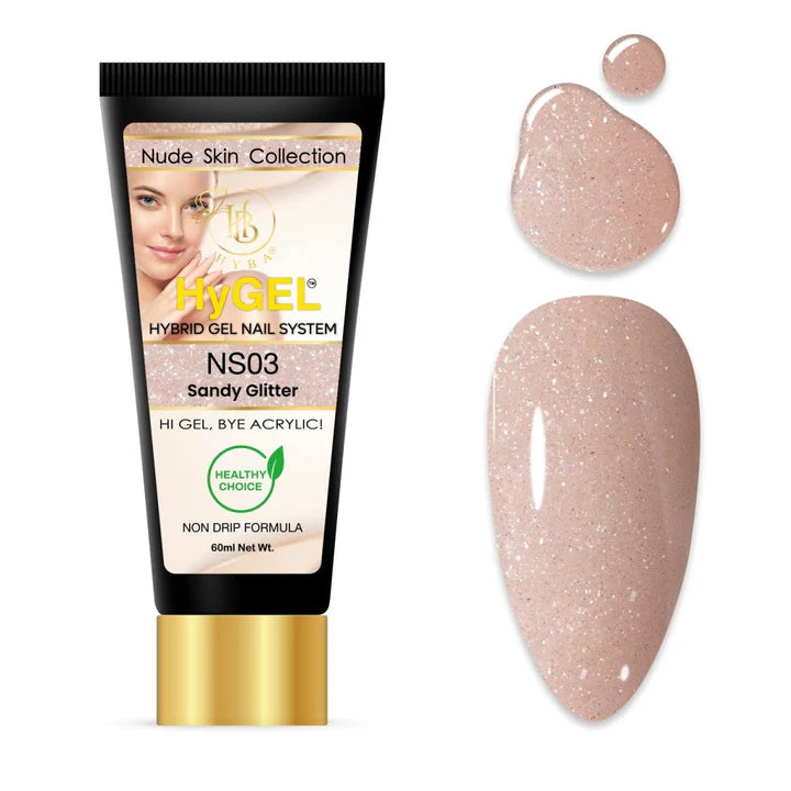 HYBA BEAUTY HyGel Nude Skin Collection 60ml - Sandy Glitter #NS03