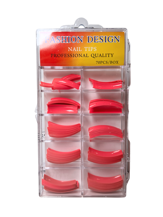 Fashion Design Nail Tips 70pc - Dark Pink Color