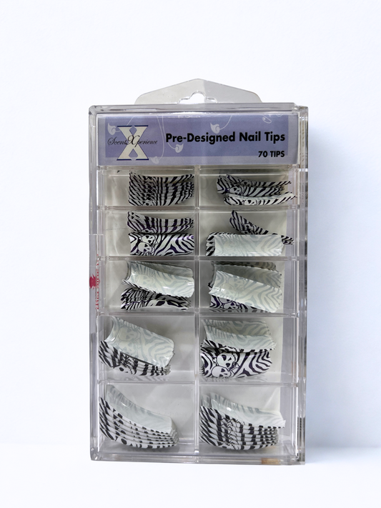 SCENT XPERIENCE Pre-Designed Nail Tips 70pc - Skulls & Stripes
