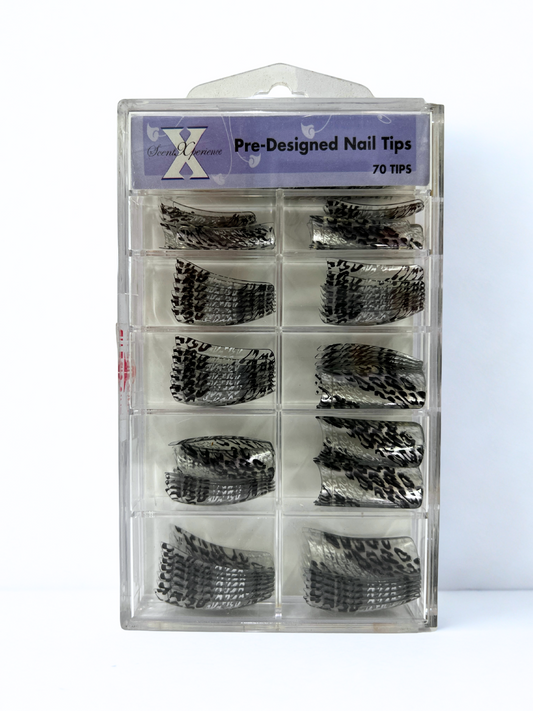 SCENT XPERIENCE Pre-Designed Nail Tips 70pc - Clear Jaguar Print