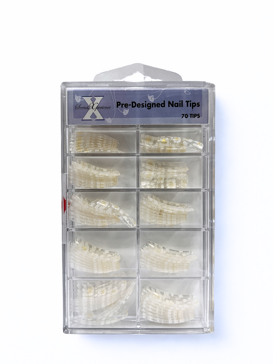 SCENT XPERIENCE Pre-Designed Nail Tips 70pc - Clear Hibiscus Flowers