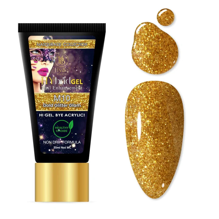 HYBA BEAUTY HyGel Masquerade Collection 30ml - Gold Glitter Glam #M10