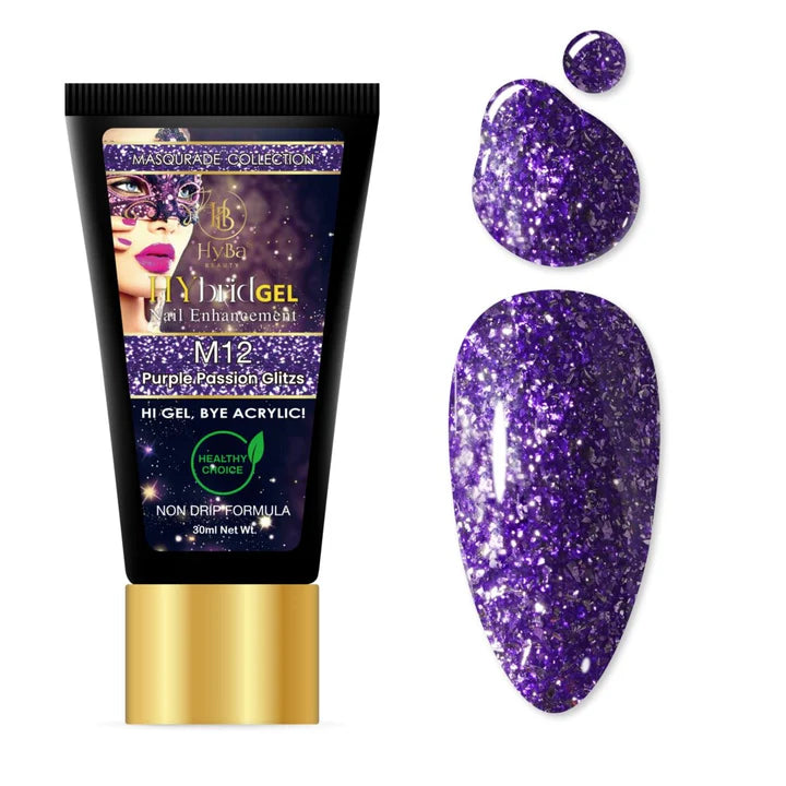 HYBA BEAUTY HyGel Masquerade Collection 30ml - Purple Passion Glitzs #M12