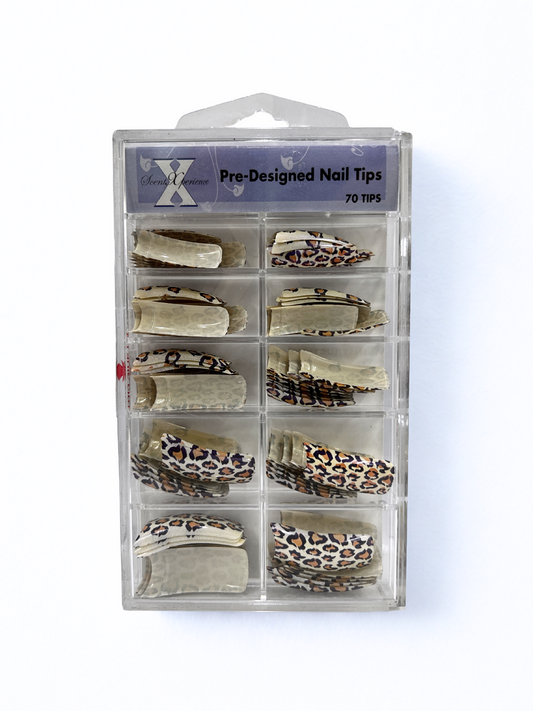 SCENT XPERIENCE Pre-Designed Nail Tips 70pc - Cheetah Print