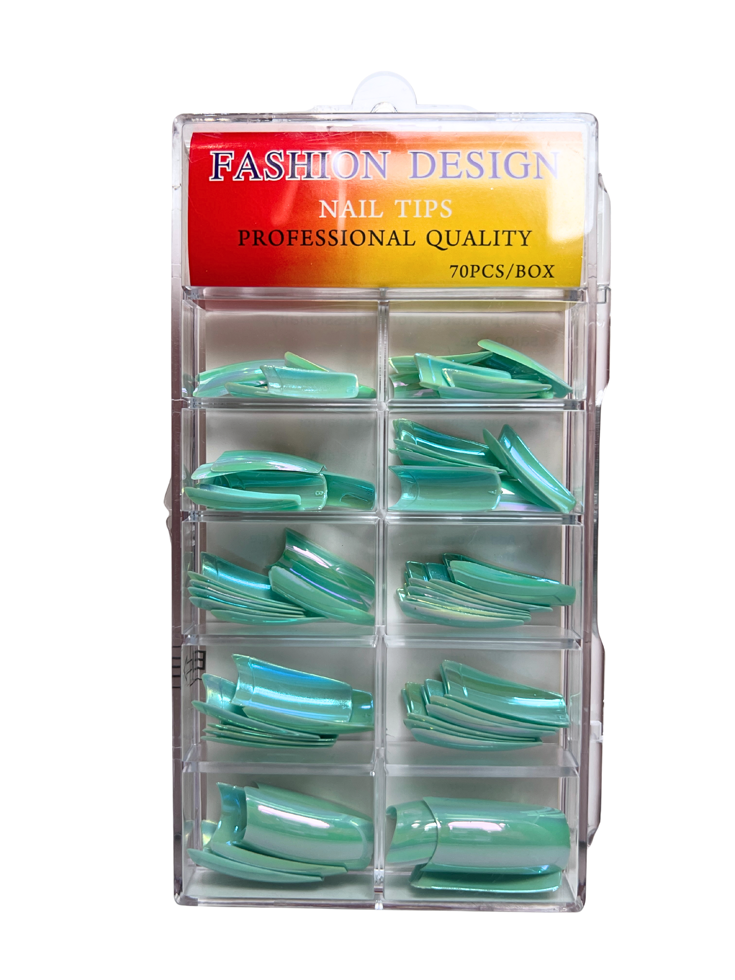 Fashion Design Nail Tips 70pc - Teal Chrome