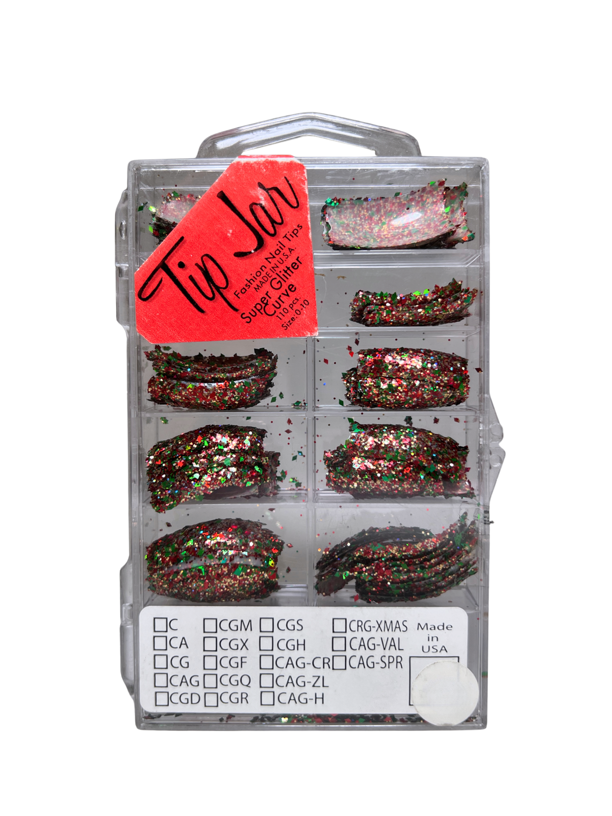 Tip Jar Fashion Nail Tips Super Glitter Curve 110pc - Christmas Mix Glitter