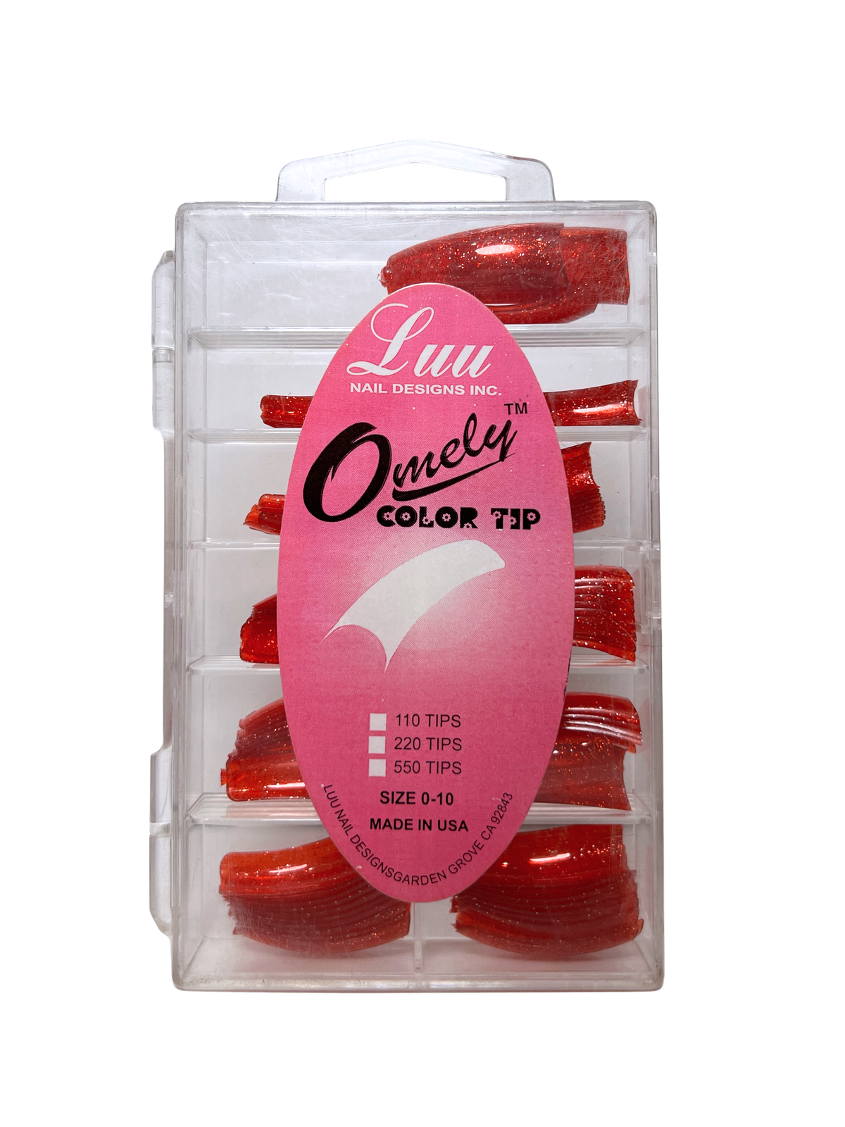 Luu Nail Designs Omely Color Tip 110pc - Jelly Red Glitter
