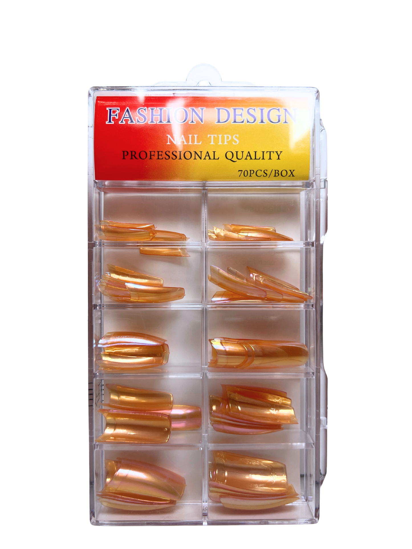 Fashion Design Nail Tips 70pc - Jelly Amber Orange Chrome