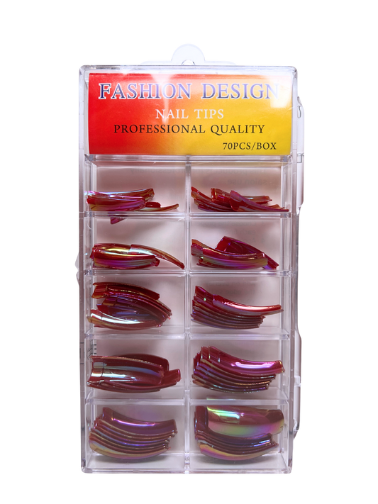 Fashion Design Nail Tips 70pc - Magenta Chrome