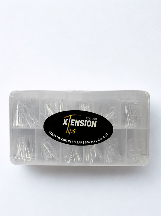 SOFI-ART Xtension Tips 504 pcs - Clear Stiletto/Coffin