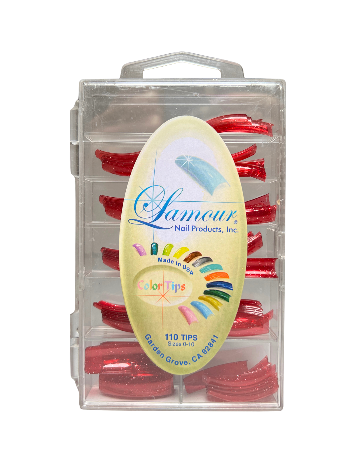 Lamour Nail Products Color Tips 110pc - Jelly Glitter Red