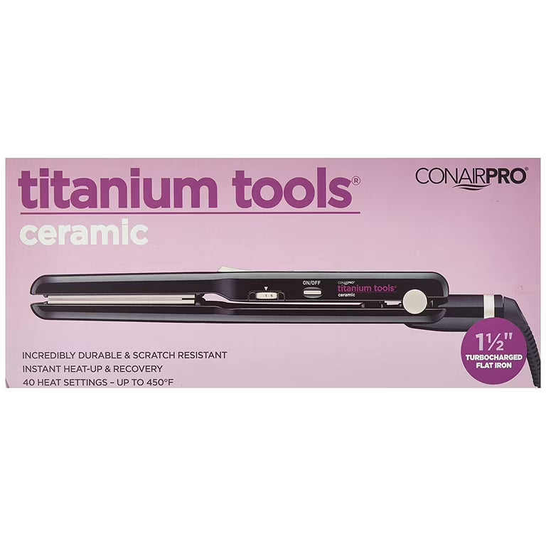 CONAIR PRO Titanium Tools Ceramic - 1 1/2" Turbocharged Flat Iron