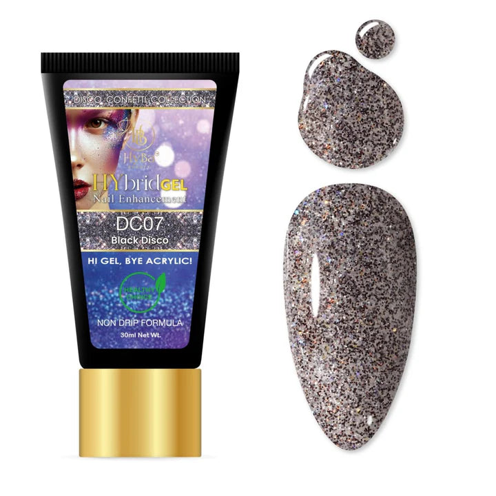 HYBA BEAUTY HyGel Disco Confetti Collection 30ml -  Black Disco #DC07