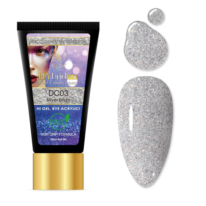 HYBA BEAUTY HyGel Disco Confetti Collection 30ml - Silver Disco #DC03