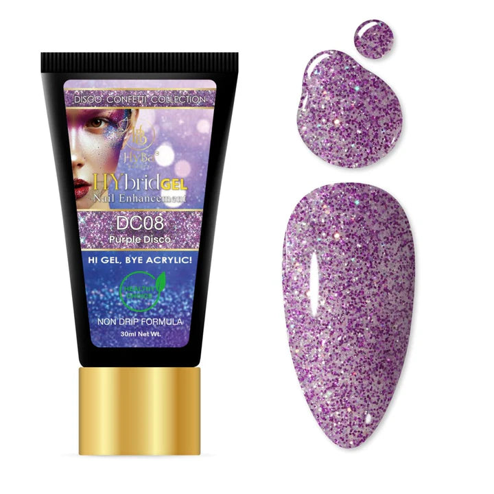 HYBA BEAUTY HyGel Disco Confetti Collection 30ml -  Purple Disco #DC08