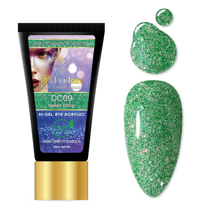 HYBA BEAUTY HyGel Disco Confetti Collection 30ml -  Green Disco #DC09
