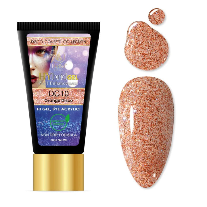 HYBA BEAUTY HyGel Disco Confetti Collection 30ml -  Orange Disco #DC10