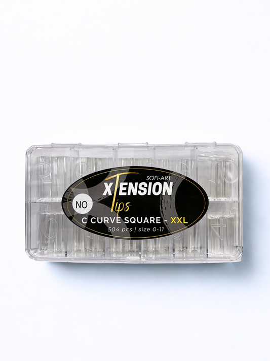 SOFI-ART Xtension Tips 504 pcs - Clear No C Curve Square XXL