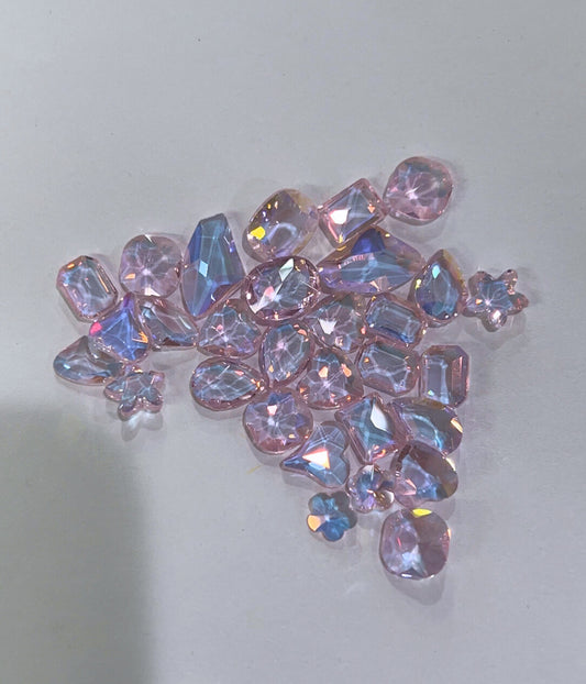 3D Crystal Shape Charms - Clear Pink