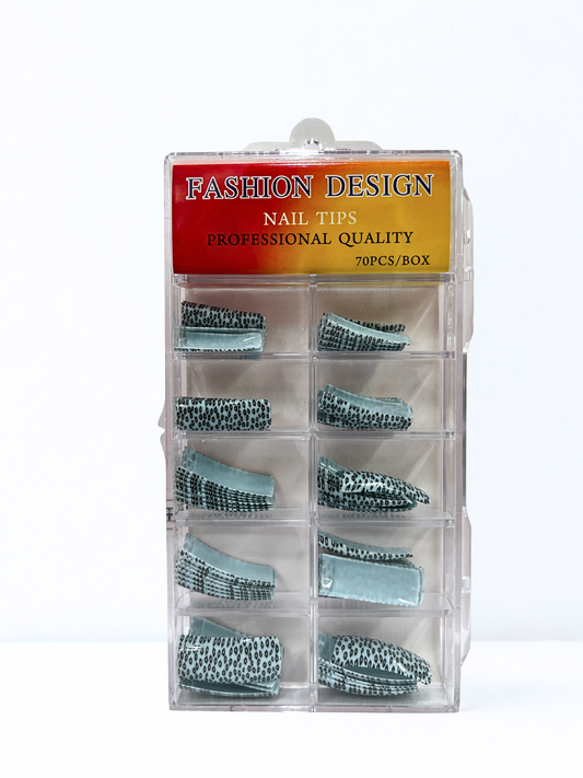 Fashion Design Nail Tips 70pc - Blue Circular Pattern
