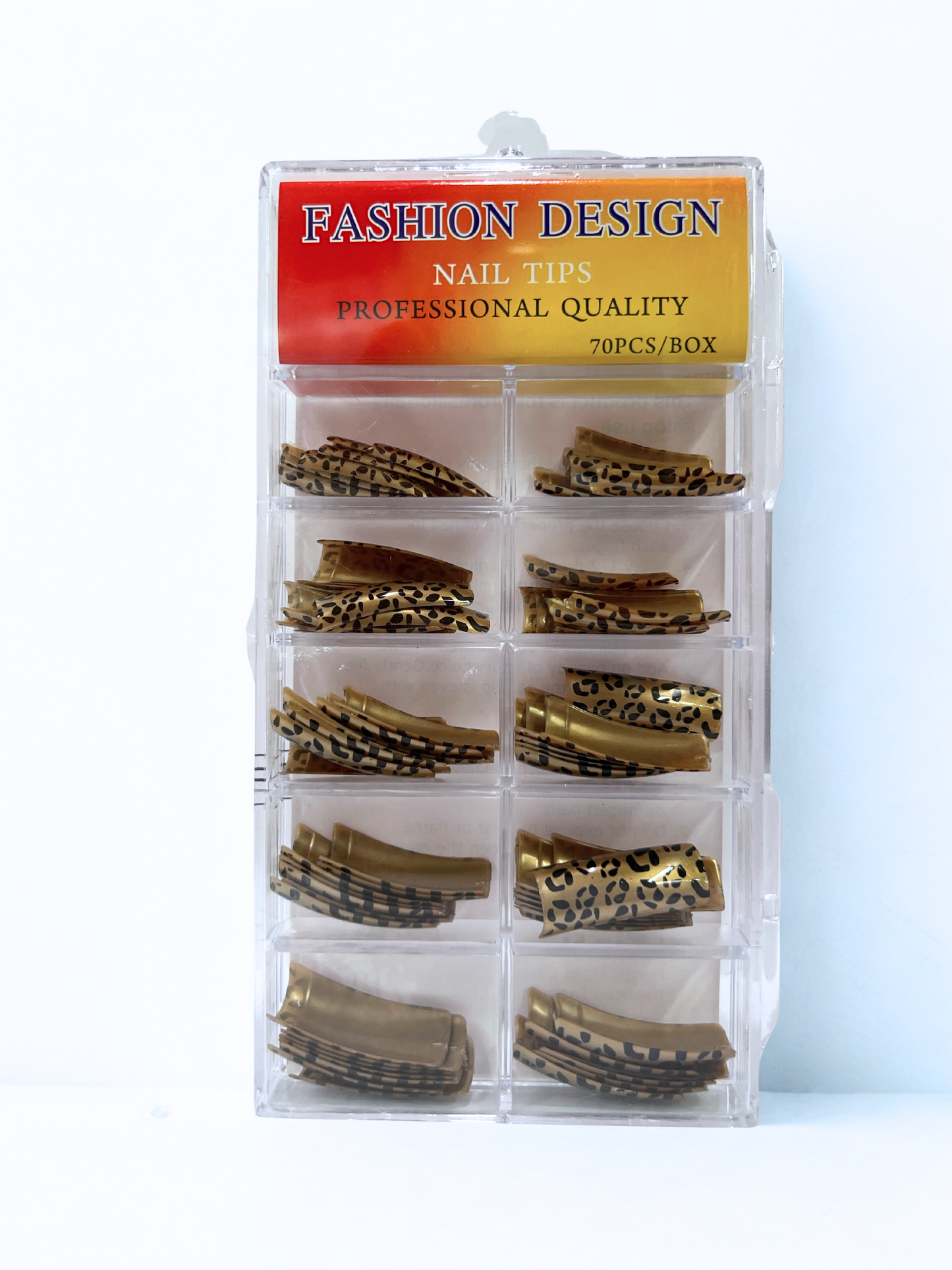 Fashion Design Nail Tips 70pc - Gold Cheetah