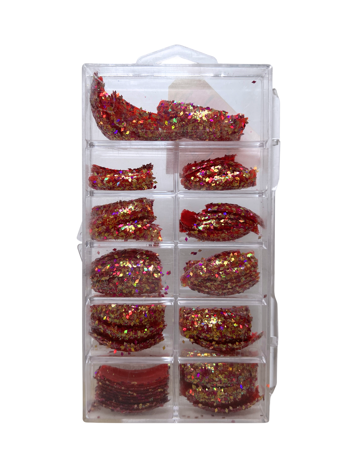 Tip Jar Fashion Nail Tips Super Glitter Curve 110pc - Red Tips/Mix Glitter