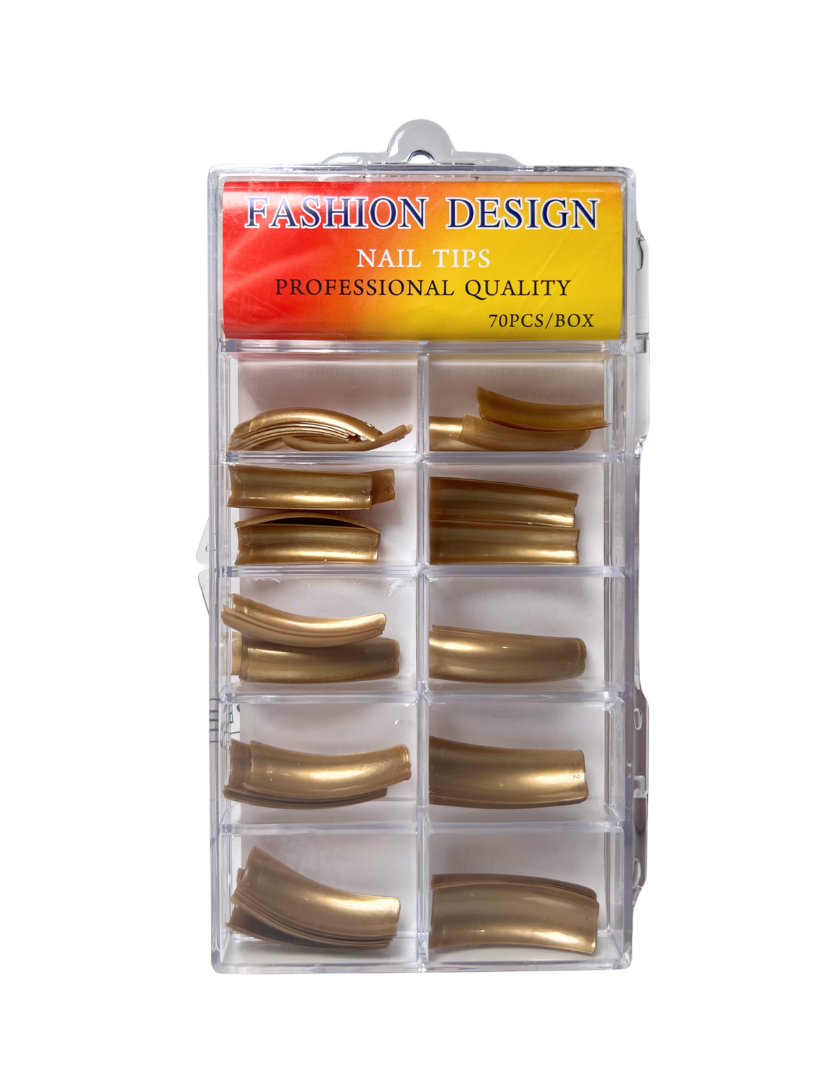 Fashion Design Nail Tips 70pc - Metallic Gold Color