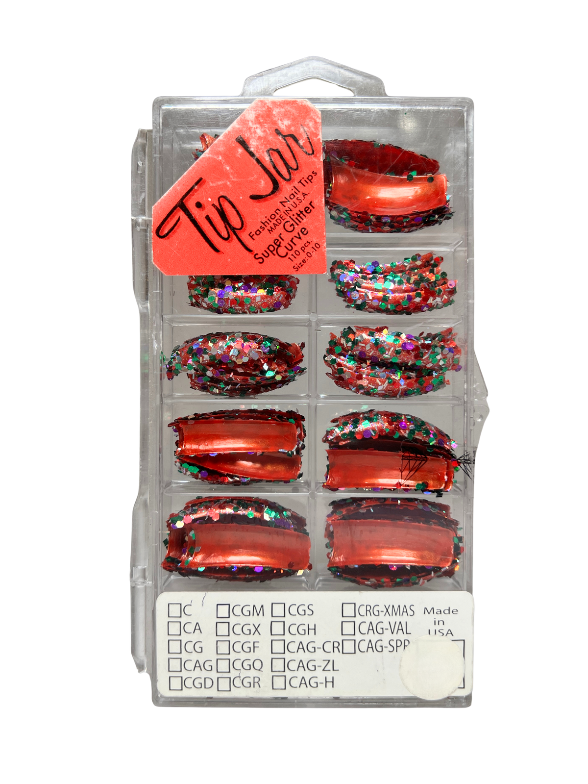 Tip Jar Fashion Nail Tips Super Glitter Curve 110pc - Burnt Orange Tips/Mix Glitter