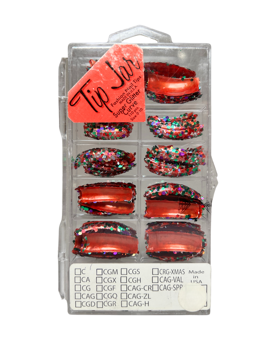 Tip Jar Fashion Nail Tips Super Glitter Curve 110pc - Burnt Orange Tips/Mix Glitter