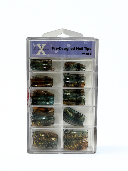 SCENT XPERIENCE Pre-Designed Nail Tips 70pc - Clear Gradient Spider
