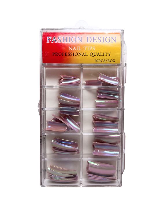 Fashion Design Nail Tips 70pc - Lavender Chrome