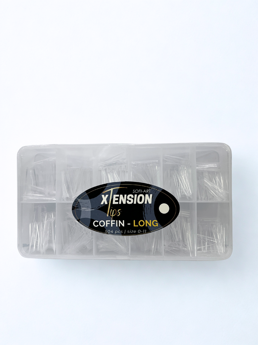 SOFI-ART Xtension Tips 504 pcs - Clear Coffin Long