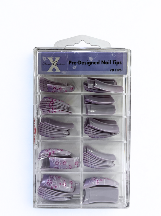SCENT XPERIENCE Pre-Designed Nail Tips 70pc - Purple Geranium